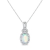Thumbnail Image 0 of Oval Opal and 1/6 CT. T.W. Diamond Frame Split Bail Pendant in 14K White Gold