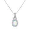Thumbnail Image 0 of Oval Opal and 1/6 CT. T.W. Diamond Frame Split Bail Pendant in 14K White Gold