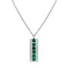 Thumbnail Image 1 of Emerald and 1/10 CT. T.W. Diamond Triple Row Bar Pendant in 14K White Gold