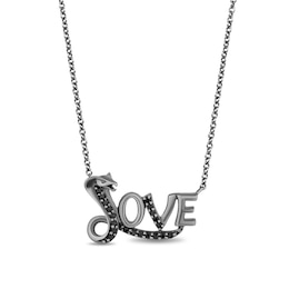 Enchanted Disney Villains Jafar 1/6 CT. T.W. Black Diamond &quot;LOVE&quot; Snake Necklace in Sterling Silver with Black Rhodium