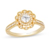 Thumbnail Image 1 of Enchanted Disney Merida 3/4 CT. T.W. Diamond Double Twist Frame Floral Engagement Ring in 14K Gold