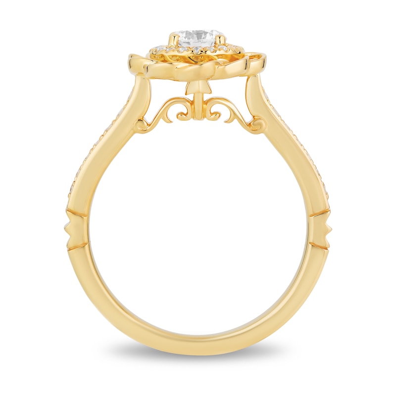 Main Image 3 of Enchanted Disney Merida 3/4 CT. T.W. Diamond Double Twist Frame Floral Engagement Ring in 14K Gold