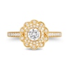 Thumbnail Image 4 of Enchanted Disney Merida 3/4 CT. T.W. Diamond Double Twist Frame Floral Engagement Ring in 14K Gold