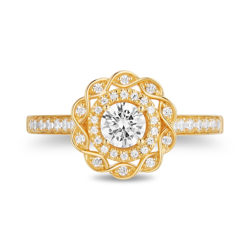 Enchanted Disney Merida 3/4 CT. T.W. Diamond Double Twist Frame Floral Engagement Ring in 14K Gold