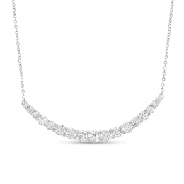 3 CT. T.W. Certified Lab-Grown Diamond Graduated Curved Bar Necklace in 14K White Gold (F/SI2)