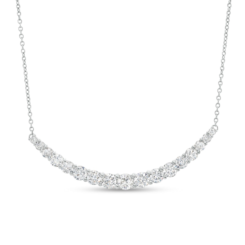 Main Image 1 of 3 CT. T.W. Certified Lab-Grown Diamond Graduated Curved Bar Necklace in 14K White Gold (F/SI2)
