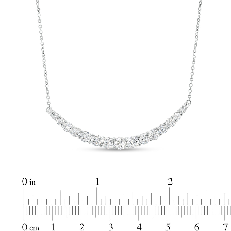 Main Image 3 of 3 CT. T.W. Certified Lab-Grown Diamond Graduated Curved Bar Necklace in 14K White Gold (F/SI2)