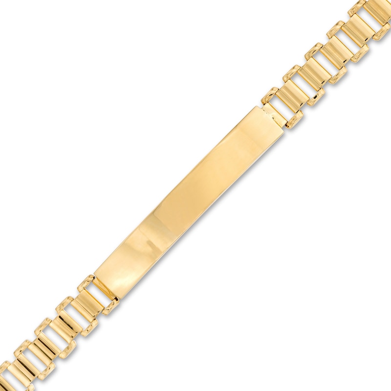 Main Image 1 of Railroad Link ID Bracelet in Hollow 10K Gold – 8.5"