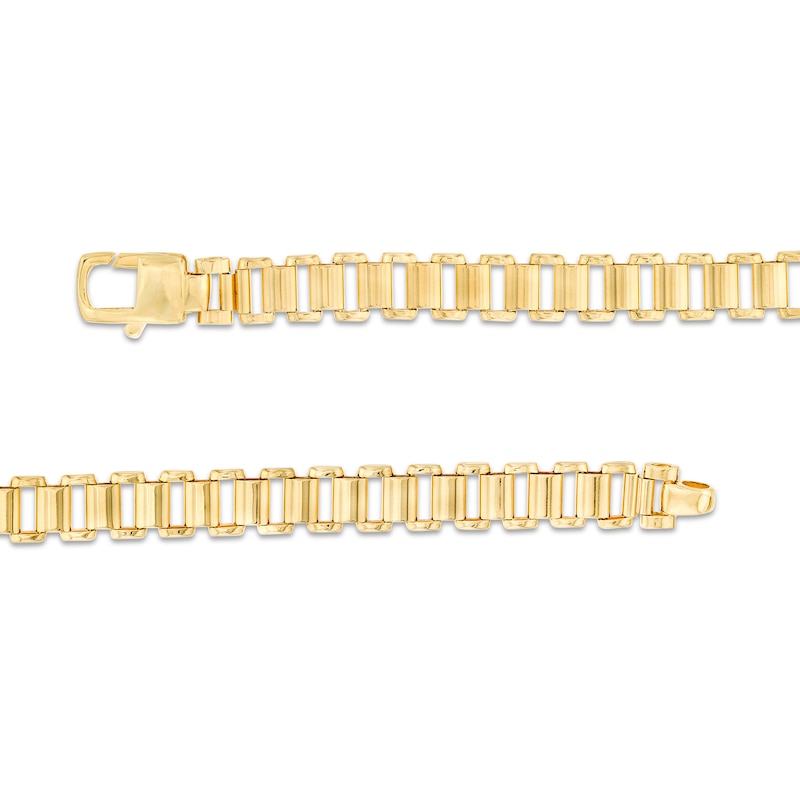 Main Image 2 of Railroad Link ID Bracelet in Hollow 10K Gold – 8.5"