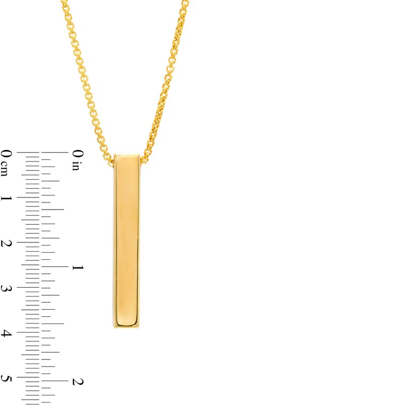 Main Image 3 of Men's Vertical Bar Pendant in 10K Gold - 24"