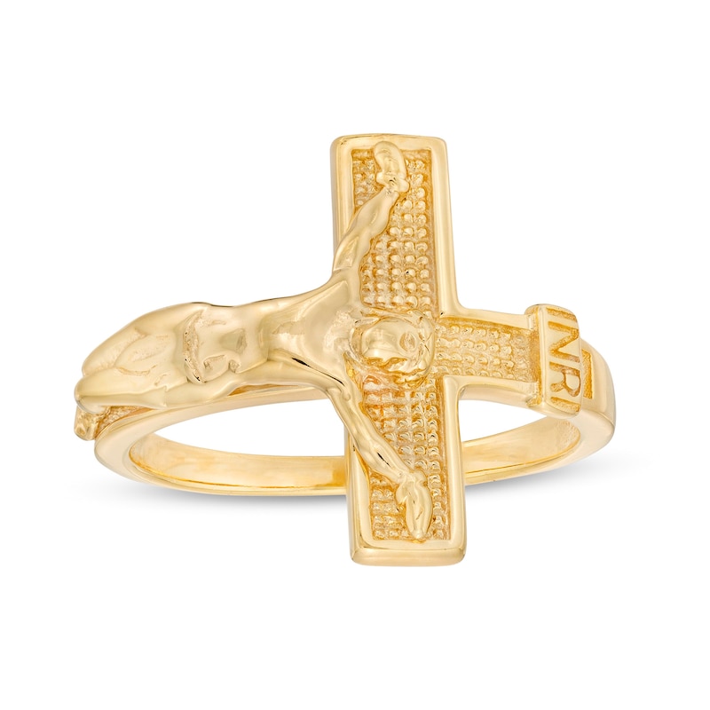 Main Image 1 of Textured Crucifix Ring in 10K Gold