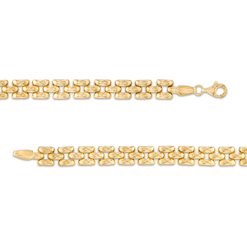 Main Image 3 of Italian Gold 6.9mm Alternating Link Bracelet in Hollow 14K Gold – 7.25"