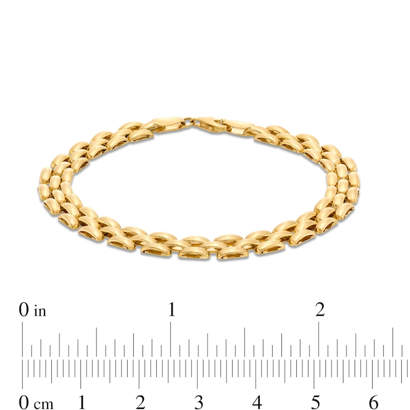 Main Image 4 of Italian Gold 6.9mm Alternating Link Bracelet in Hollow 14K Gold – 7.25"