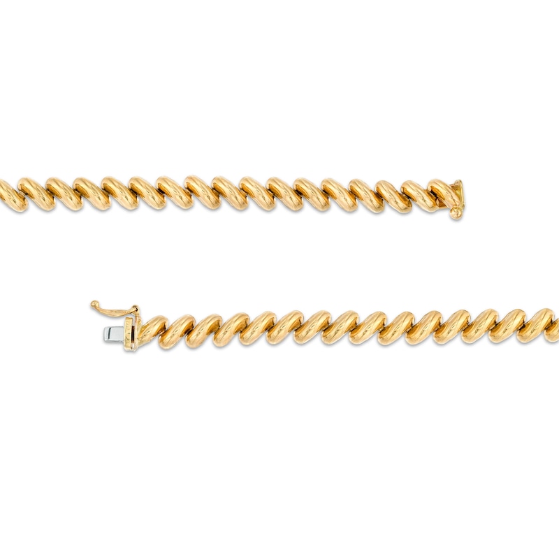 Main Image 2 of Italian Gold 8.0mm San Marco Chain Bracelet in Hollow 14K Gold – 7.25"