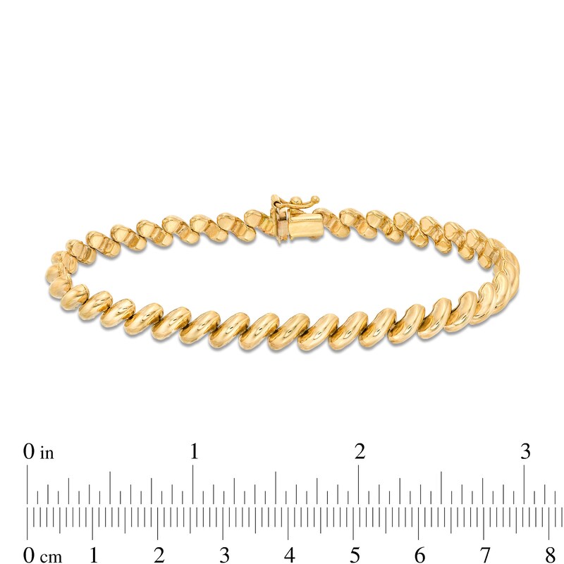 Main Image 3 of Italian Gold 8.0mm San Marco Chain Bracelet in Hollow 14K Gold – 7.25"