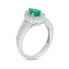 Thumbnail Image 3 of Pear-Shaped Lab-Created Emerald and White Lab-Created Sapphire Pendant, Ring and Stud Earrings Set in Sterling Silver