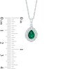Thumbnail Image 5 of Pear-Shaped Lab-Created Emerald and White Lab-Created Sapphire Pendant, Ring and Stud Earrings Set in Sterling Silver