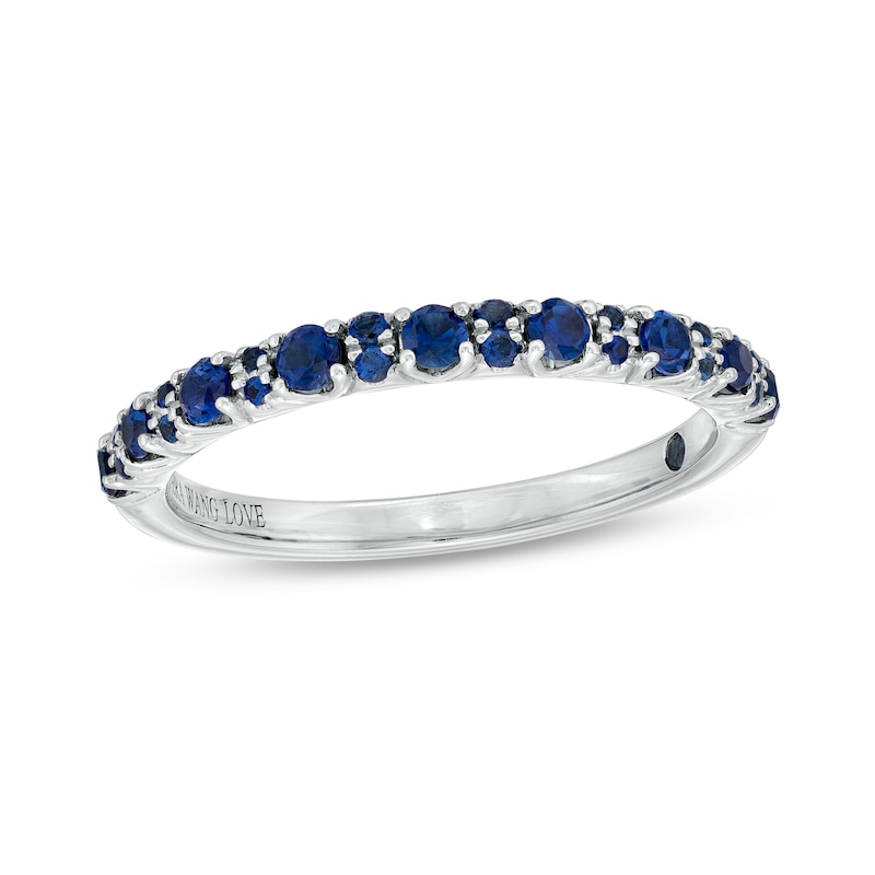 Main Image 1 of Vera Wang Love Collection Blue Sapphire Anniversary Band in 14K White Gold