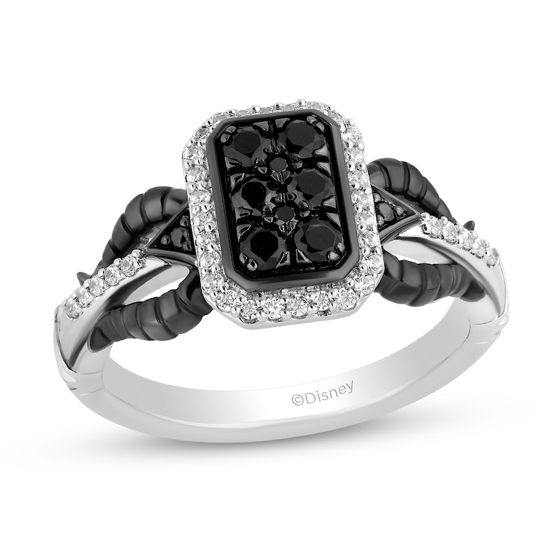 Main Image 1 of Enchanted Disney Villains Maleficent 1/2 CT. T.W. Black and White Multi-Diamond Ring in Sterling Silver