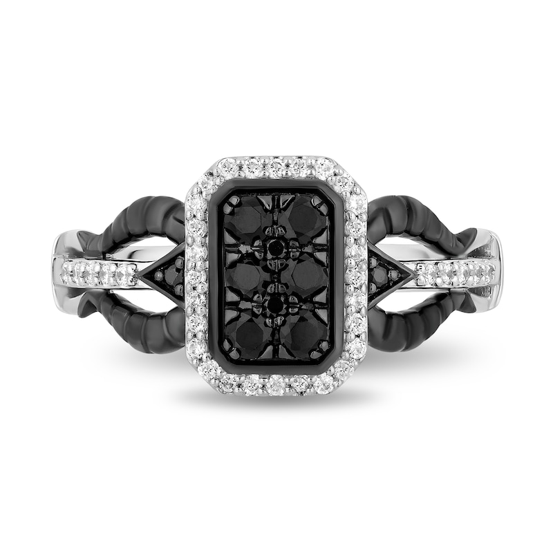 Main Image 4 of Enchanted Disney Villains Maleficent 1/2 CT. T.W. Black and White Multi-Diamond Ring in Sterling Silver