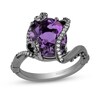 Thumbnail Image 0 of Enchanted Disney Villains Ursula Oval Amethyst and 1/10 CT. T.W. Diamond Ring in Sterling Silver with Black Rhodium