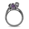 Thumbnail Image 3 of Enchanted Disney Villains Ursula Oval Amethyst and 1/10 CT. T.W. Diamond Ring in Sterling Silver with Black Rhodium
