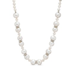 Button Cultured Freshwater Pearl Strand Necklace in Sterling Silver