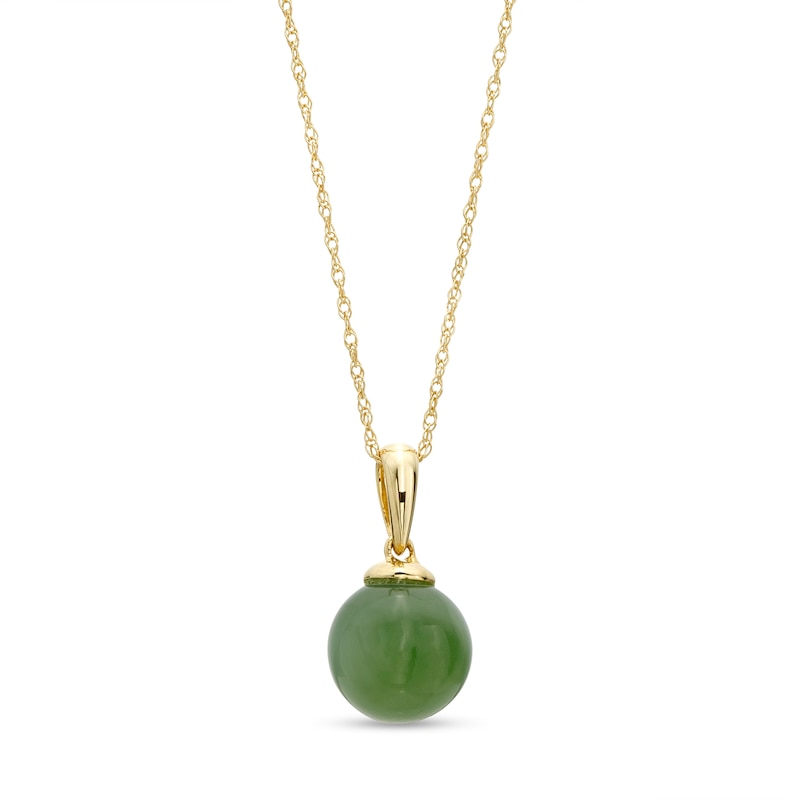 Main Image 1 of 8.0mm Jade Ball Pendant in 14K Gold