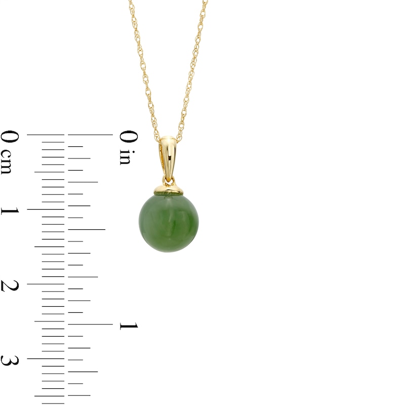 Main Image 2 of 8.0mm Jade Ball Pendant in 14K Gold