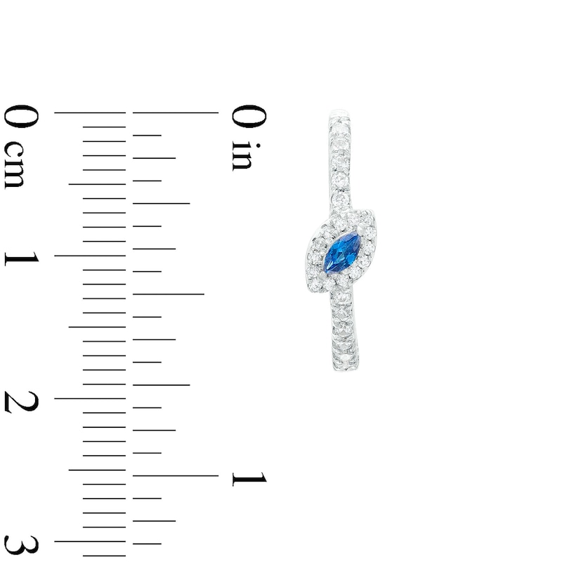 Main Image 3 of Marquise London Blue Sapphire and 1/4 CT. T.W. Diamond Hoop Earrings in 10K White Gold