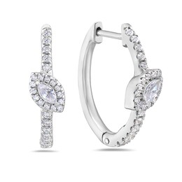 5/8 CT. T.W. Marquise Diamond Frame Hoop Earrings in 10K White Gold