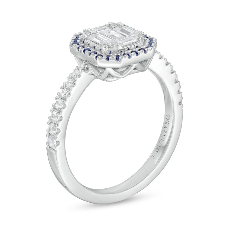 Main Image 3 of Vera Wang Love Collection 1/2 CT. T.W. Multi-Diamond and Blue Sapphire Frame Ring in 10K White Gold