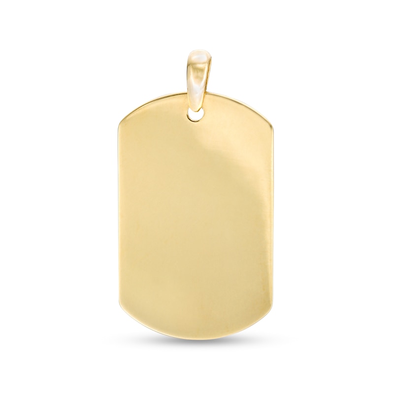 Men's Large Dog Tag Necklace Charm in 10K Gold