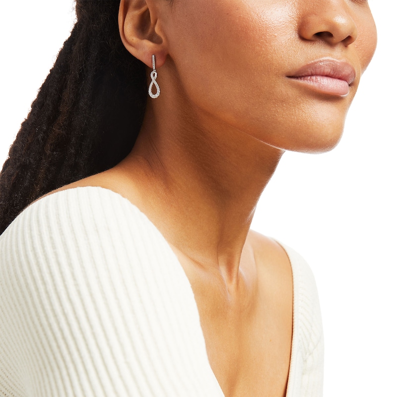 Main Image 2 of 5/8 CT. T.W. Certified Lab-Grown Diamond Graduated Infinity Loop Drop Earrings in 14K White Gold (F/SI2)