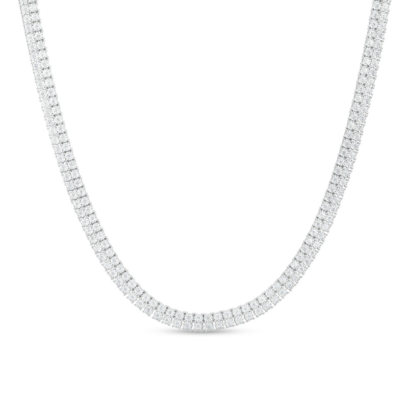 Main Image 1 of Men's 4 CT. T.W. Diamond Double Row Tennis Necklace in 10K White Gold - 24"