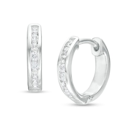 Men's 1/4 CT. T.W. Diamond Huggie Hoop Earrings in 10K White Gold