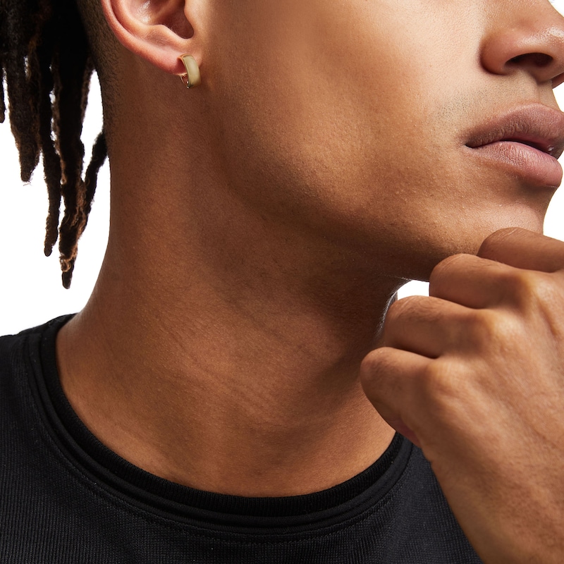 Main Image 2 of Men's 13.0mm Huggie Hoop Earrings in 10K Gold