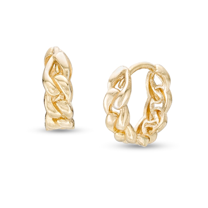 Men's Curb Design Huggie Hoop Earrings in 10K Gold Zales Outlet