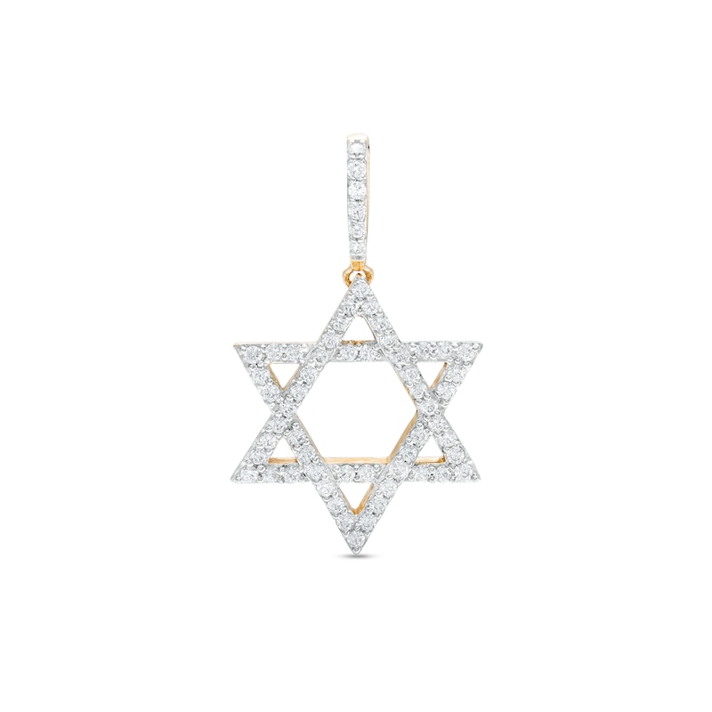 Main Image 1 of 3/4 CT. T.W. Diamond Star of David Necklace Charm in 10K Gold