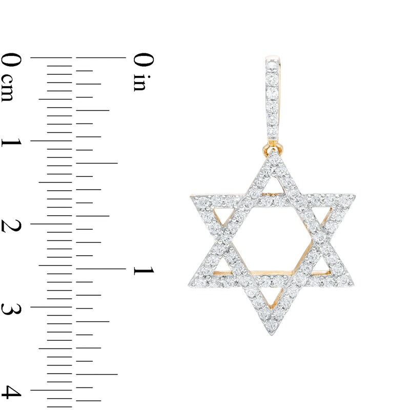 Main Image 2 of 3/4 CT. T.W. Diamond Star of David Necklace Charm in 10K Gold