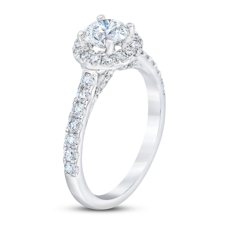 Main Image 2 of Royal Asscher® 1-1/4 CT. T.W. Diamond Frame Engagement Ring in 14K White Gold