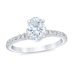 Royal Asscher® 1 CT. T.W. Oval Diamond Engagement Ring in 14K White Gold