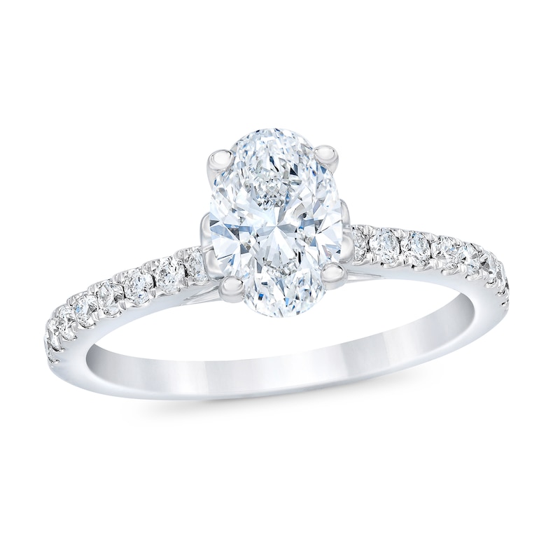 Main Image 1 of Royal Asscher® 1 CT. T.W. Oval Diamond Engagement Ring in 14K White Gold