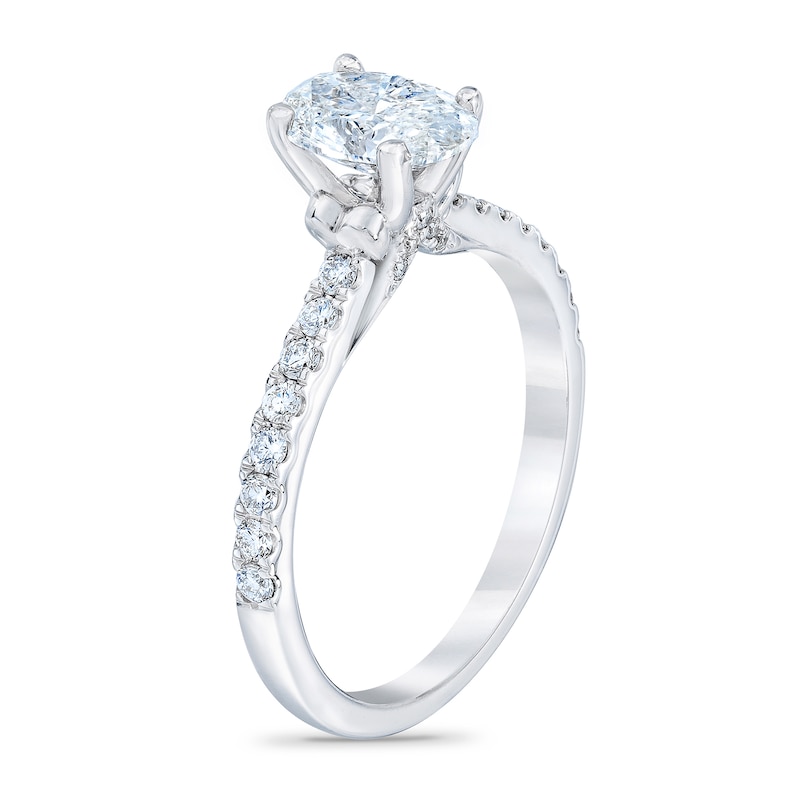 Main Image 2 of Royal Asscher® 1 CT. T.W. Oval Diamond Engagement Ring in 14K White Gold