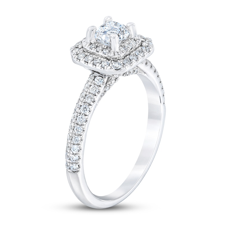 Main Image 2 of Royal Asscher® 1 CT. T.W. Diamond Double Frame Engagement Ring in 14K White Gold