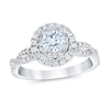 Thumbnail Image 1 of Royal Asscher® 1 CT. T.W. Diamond Double Frame Twist Shank Engagement Ring in 14K White Gold