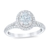Thumbnail Image 0 of Royal Asscher® 1 CT. T.W. Oval Diamond Double Frame Engagement Ring in 14K White Gold