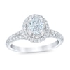 Thumbnail Image 1 of Royal Asscher® 1 CT. T.W. Oval Diamond Double Frame Engagement Ring in 14K White Gold