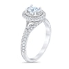 Thumbnail Image 1 of Royal Asscher® 1 CT. T.W. Oval Diamond Double Frame Engagement Ring in 14K White Gold