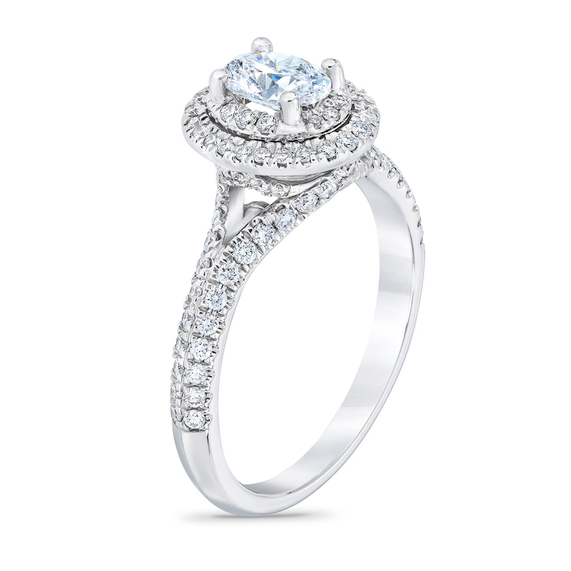 Royal Asscher® 1 CT. T.W. Oval Diamond Double Frame Engagement Ring in 14K White Gold